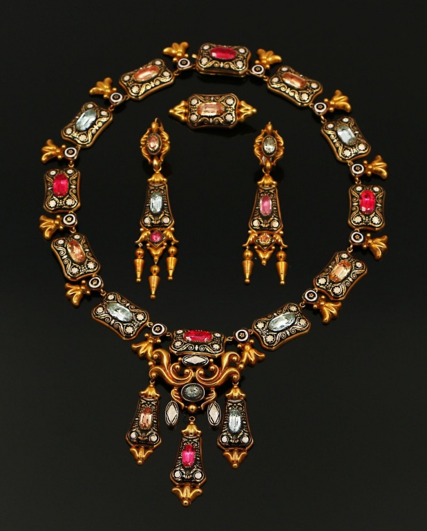 Pendentif Argent, Vermeil, Avec Miniature émaillée, Sertie De Perles Fines Et Turquoises1860 80