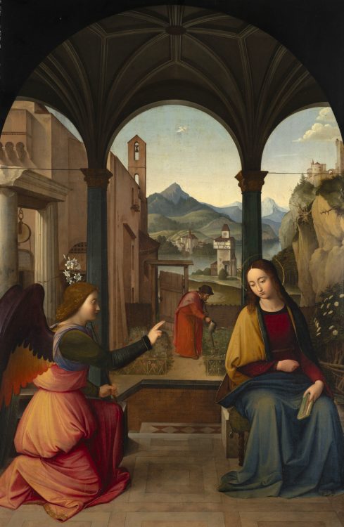 Friedrich Overbeck, L’Annonciation, XIXᵉ siècle, huile sur toile, dimensions non précisées. Adjugée 131 200 euros (frais inclus) par Tajan le 27 mars à Paris. Préemptée par le musée du Louvre.