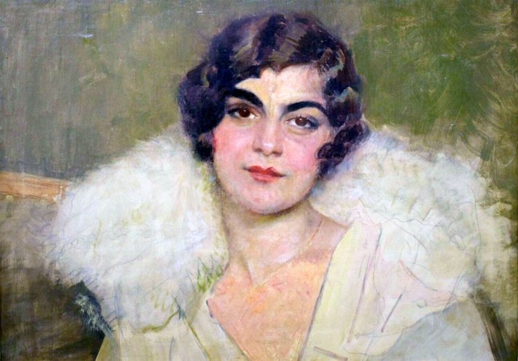 Amrita Sher-Gil (1913-1941), dos du "Portrait d'Edith", 1932, huile sur toile marouflée sur isorel, 60,5 x 44 cm, signée au dos, datée et une partition collée à l'arrière de Thaïs de Jules Massenet. Estimation : 200 000 euros - 300 000 euros.